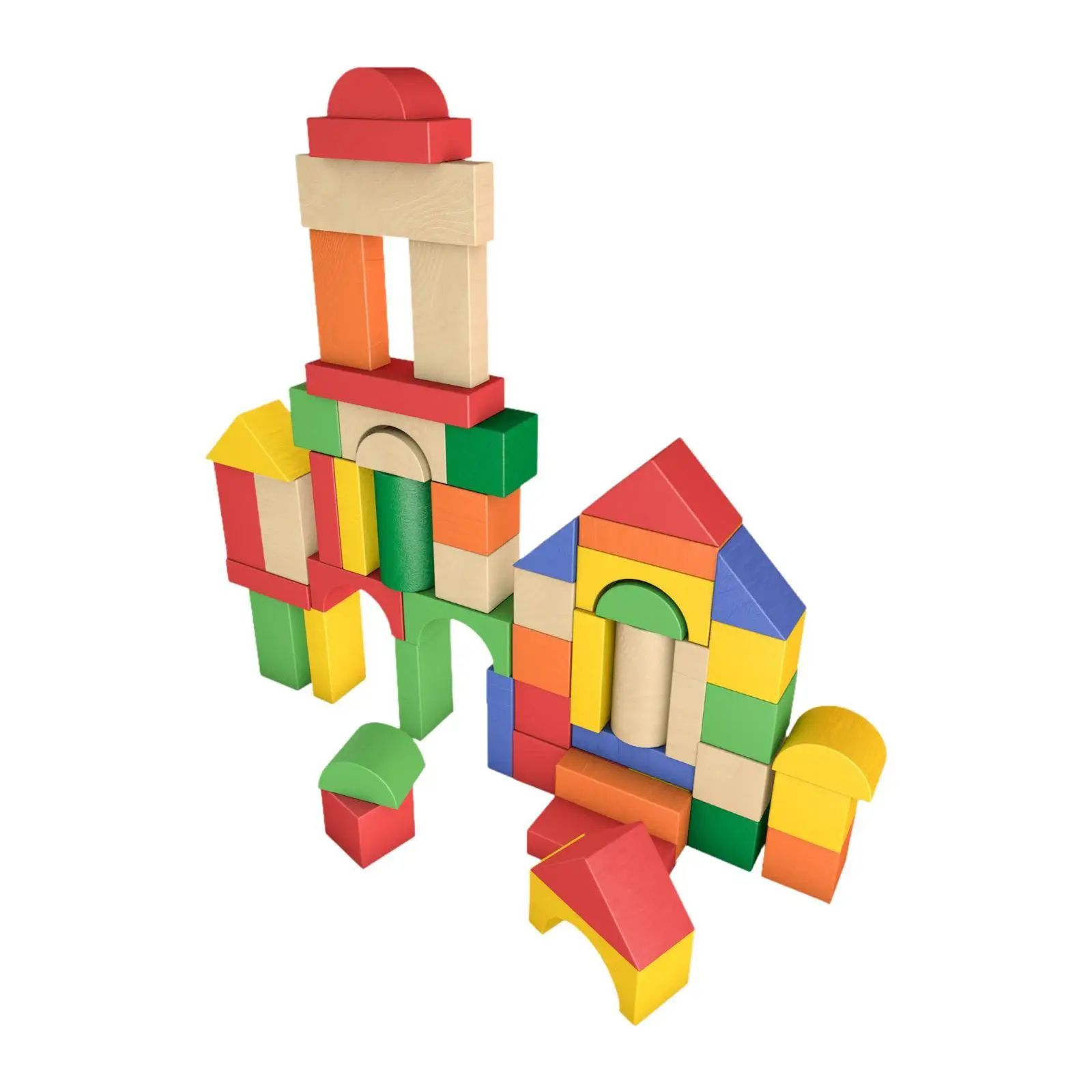 

50Pcs Wooden Building Blocks Montessori Toys Construction Toys Set for 1 2 3