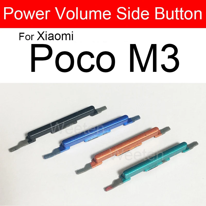 Para xiaomi poco pocophone m3 m3 pro x3 nfc x3 pro power voume botão lateral volume controle de áudio botões chave lateral peças reparo