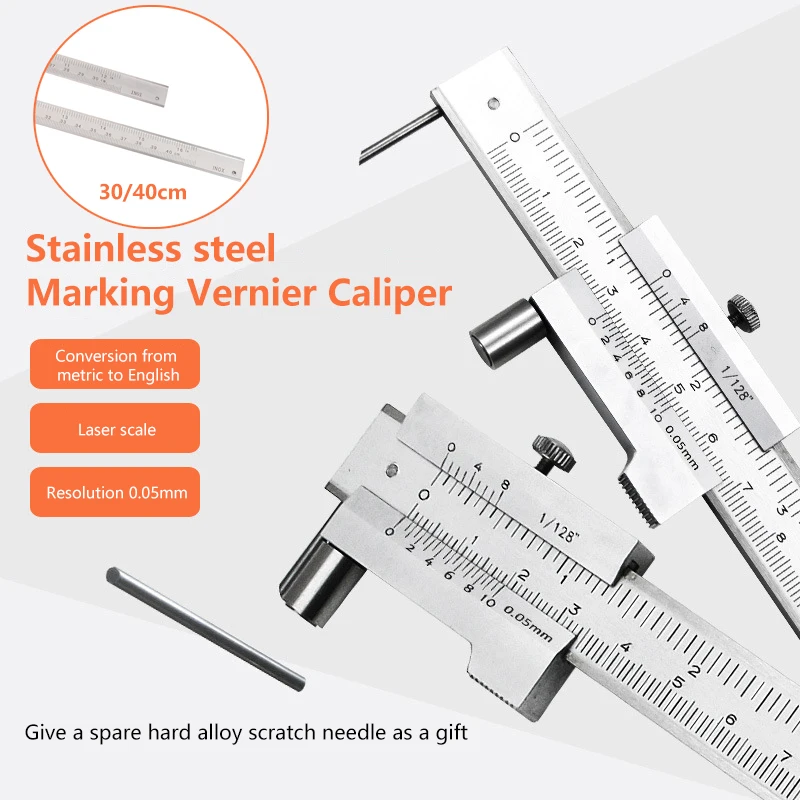 300/400MM Vernier Caliper Precision Measuring Gauge Stainless Steel Parallel Marking Caliper Measuring Tool With Spare Needle