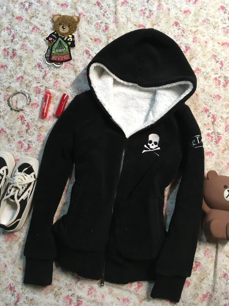 

2025 Autumn Subculture Harajuku Vintage Coats Women Gothic Hooded Zipper Sweatshirts Design Jacket Female Korean Popular Clothes