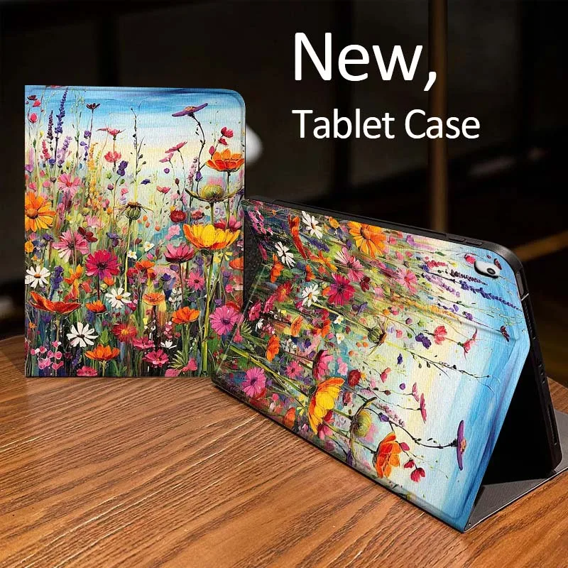 

Colorful Flower Field Painting For iPad Pro mini Air 1 2 4 3 5 6 7 8gen 9gen 11 M2 M3 M4 6th 7th 10th 11th Gen 2025 Tablet Case