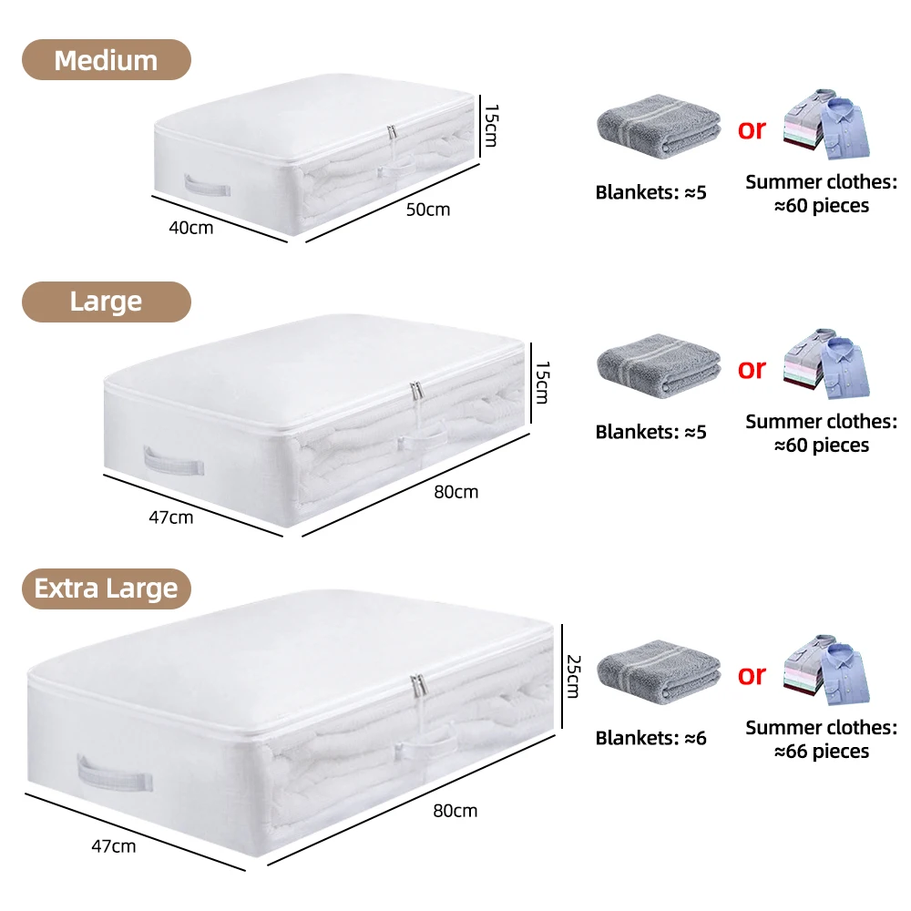 PVC Quilt Clothes Storage Bag Clear Zippered Blanket Under Bed Storage Bags Moisture Proof Dust-proof Storage Box Organizer