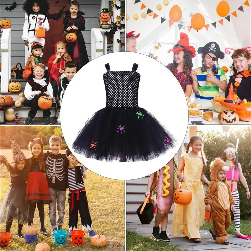 Witch Tutu Dress Kids Black Dress Gauzy Skirt Tutu Skin-Friendly Dress Up Clothes Cosplay Role Outfits Gauzy Skirt For Holiday