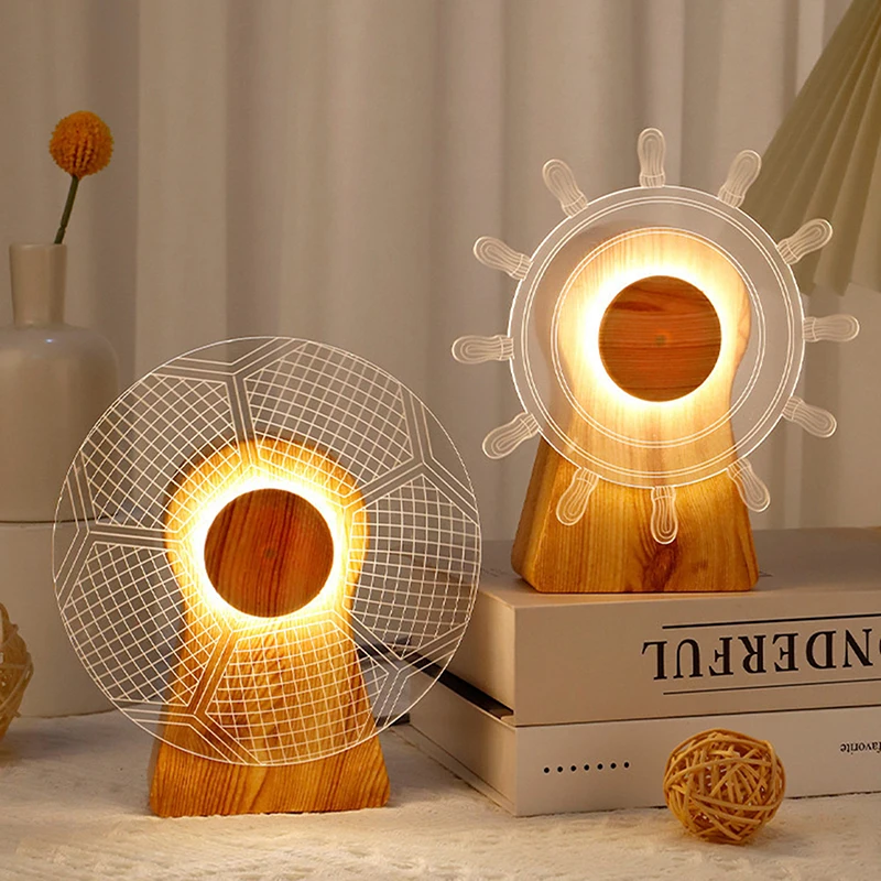 Random Style Creative USB Plug-in Rotary Windmill Night Light 3D Effect Unique Novelty Party Light Birthday Atmosphere Light