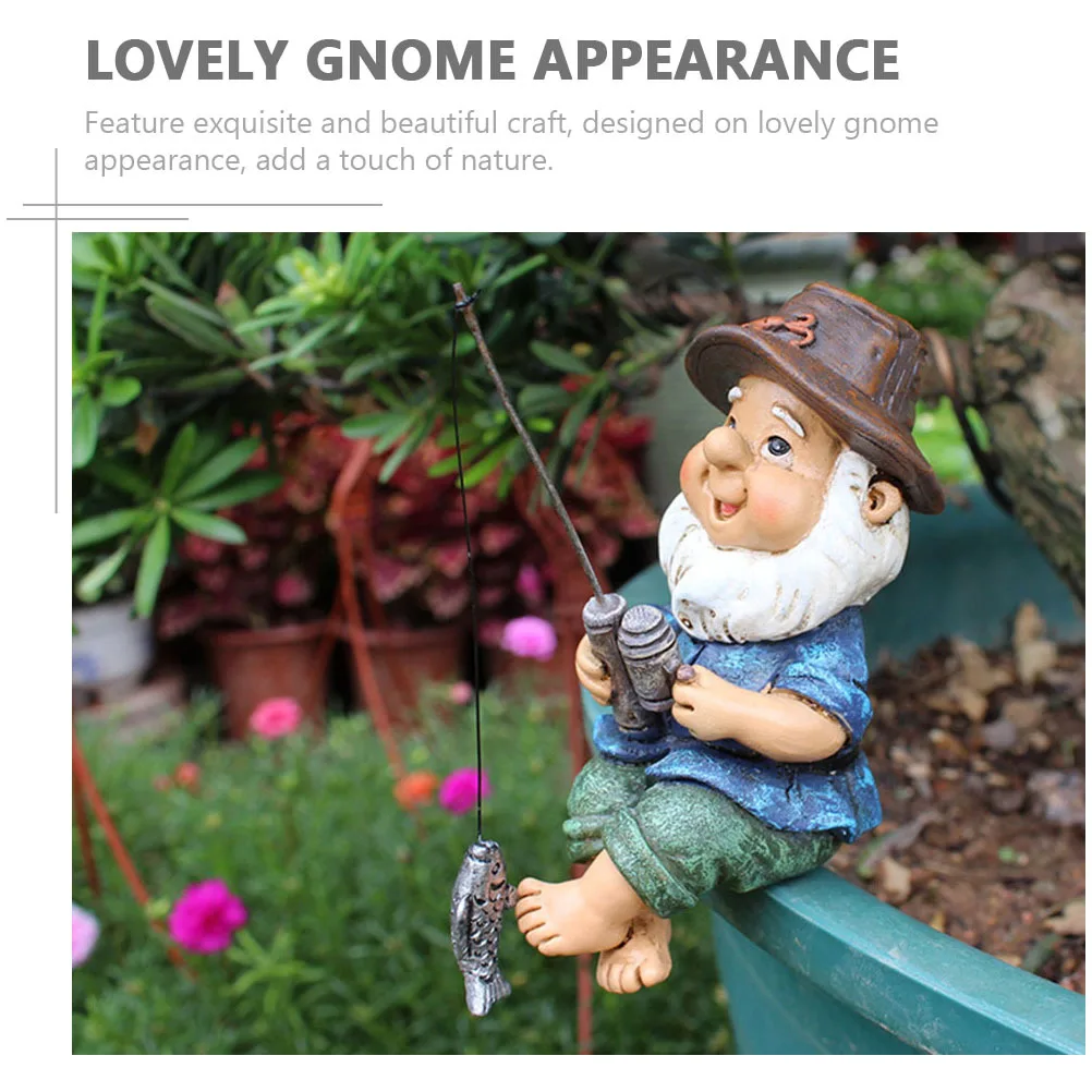 

1Pcs Resin Fishing Dwarf Garden Statue Outdoor Ornament Yard Courtyard Decoration Creative Resin Sculpture Dwarf Statue Decor