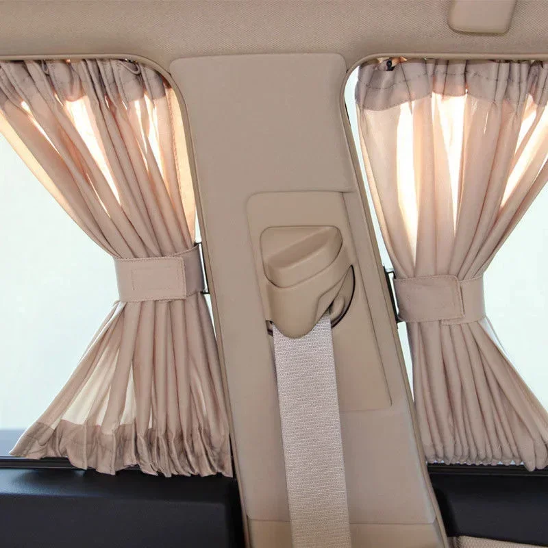 2Pcs Luxury Beige VIP Car Van S Curtains  Sunshade Visor UV Sunscreen Curtains Kit Privacy Curtain Replacement Parts 50x47cm