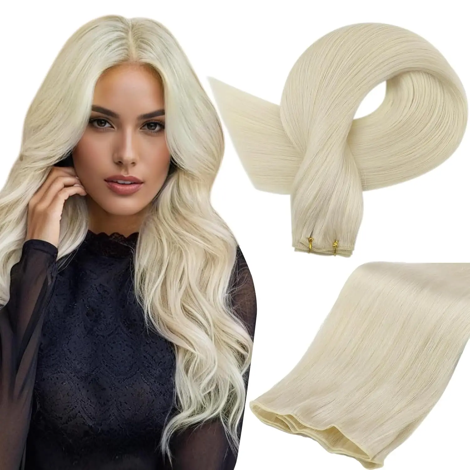 Volledige Glans Genius Inslag Hair Extensions Zijdeachtig Recht Maagdelijk Menselijk Haar Inslag Extensions Naaien in Hair Extensions Haarbundels 25G