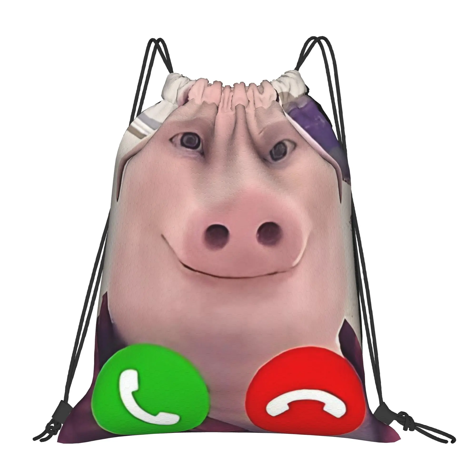 John Pork Is Calling 1 John Pork Portable Travel Drawstring Backpack Riding Backpack Gym Clothes Drawstring Bags