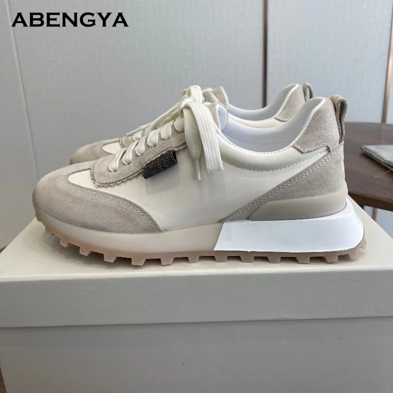 

2026 Autumn Suede Flat Loafers Shoes Women Round Toe Lace Up Daily Casual Sneakers Designer Party Vacation Walking Shoes Women