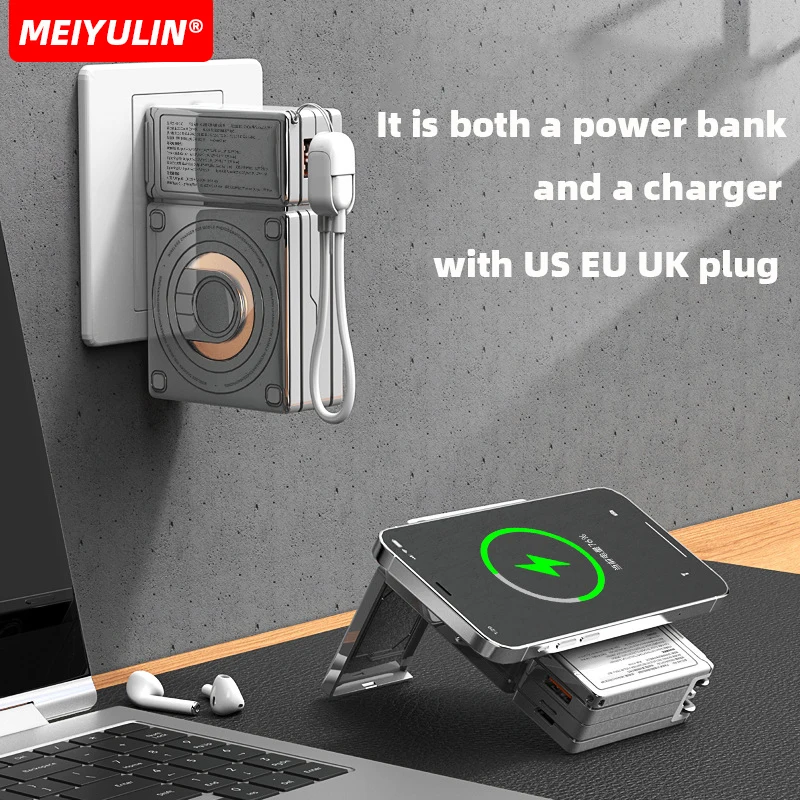 10000mAh Magnetic Wireless Power Bank Stand Portable USB Cable Fast Charging Spare Battery for Apple Watch iPhone Samsung Xiaomi view 6