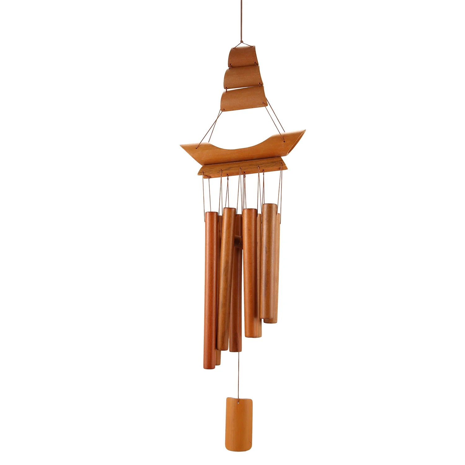 Bamboo Wind Chime Handmade Natural Ring Home Decor Wind Chime Hanging Ornament Outdoor Yard Wind Bell