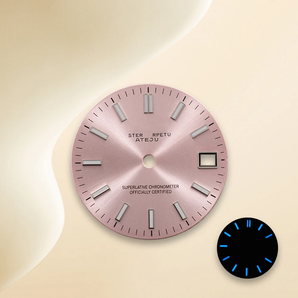 28.5mm gelo azul luminoso logotipo s sun patten nh35 dial sub mod adequado para movimento nh35/nh36 acessórios de modificação de relógio