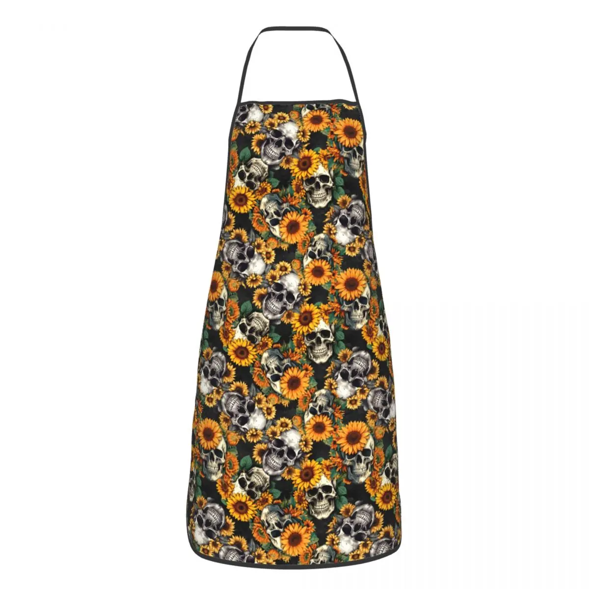 

Нагрудник на заказ, готический фартук с черепом и подсолнухом для мужчин и женщин, унисекс, для взрослых, шеф-повара, кулинарии, кухни, стола, кухни, садоводства