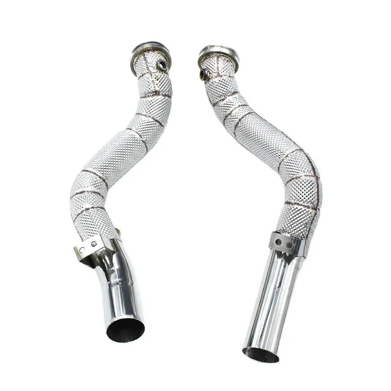 Section High flow Pipes branch downpipe Exhaust Pipe with for Maserati Ghibli 3.0T 2014-2016