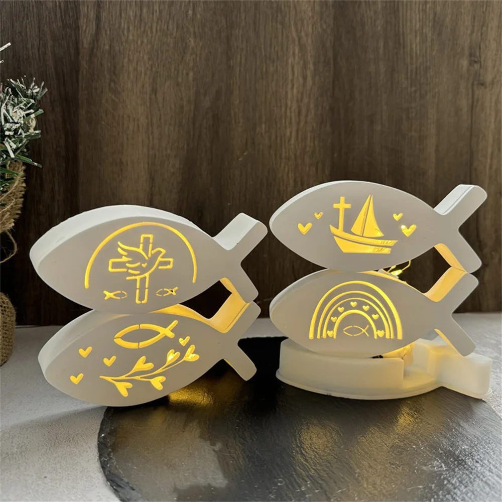 Fischförmige Silikon Licht Ornament Form Jesus Fisch Wiederverwendbare Kerzenhalter Atmosphäre Lampe Ornament Kerzenhalter Hause Dekoration