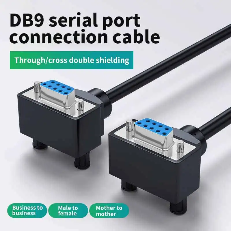 

DB9 Serial Port Data Cable DB 9 RS232 Bend Shielded Connection Line Male to Male to Female 9-pin COM Port Extension Wire