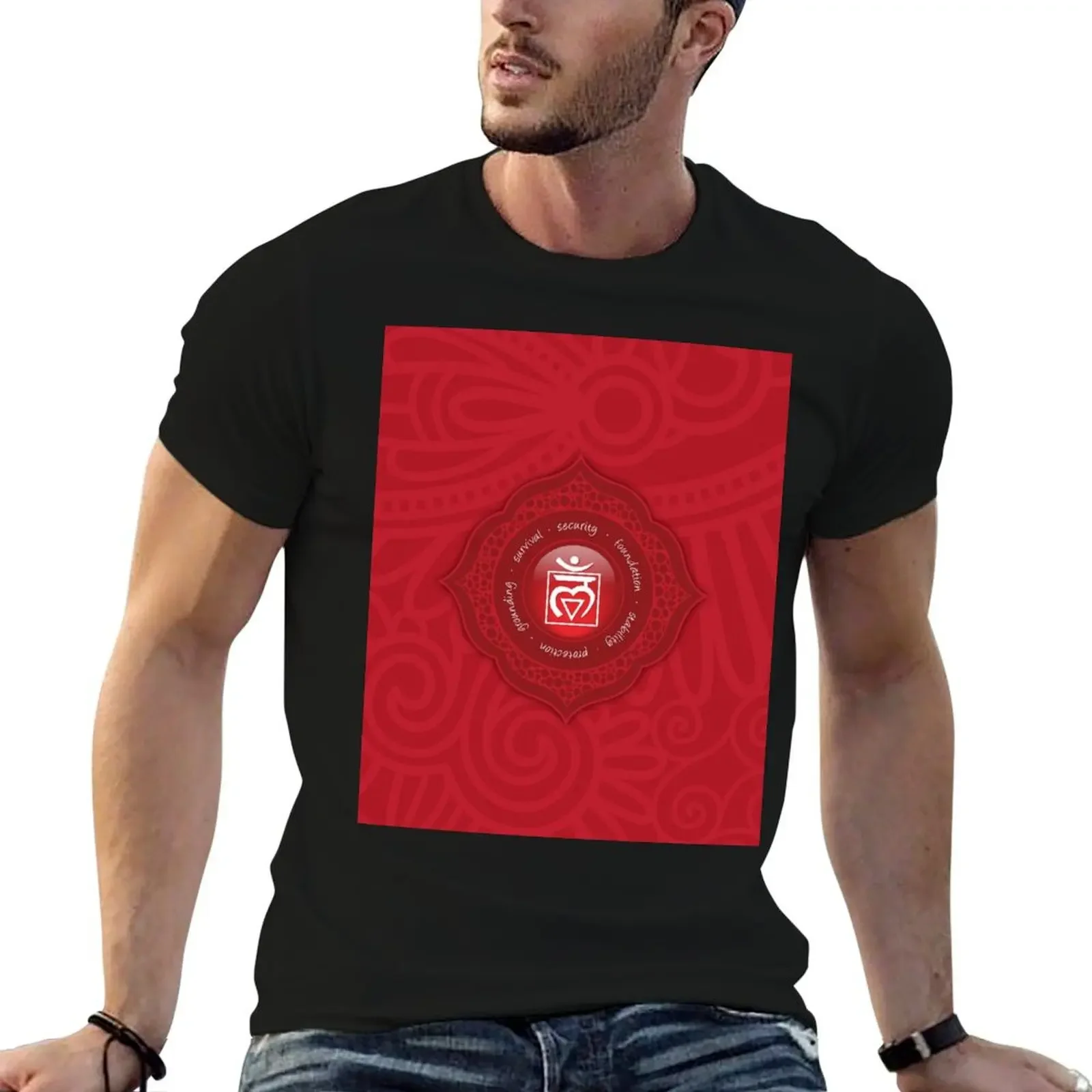 Root Chakra Mandala - 54 RRPBG T-Shirt Short sleeve tee oversized t shirt blanks graphic shirts plain white t shirts men