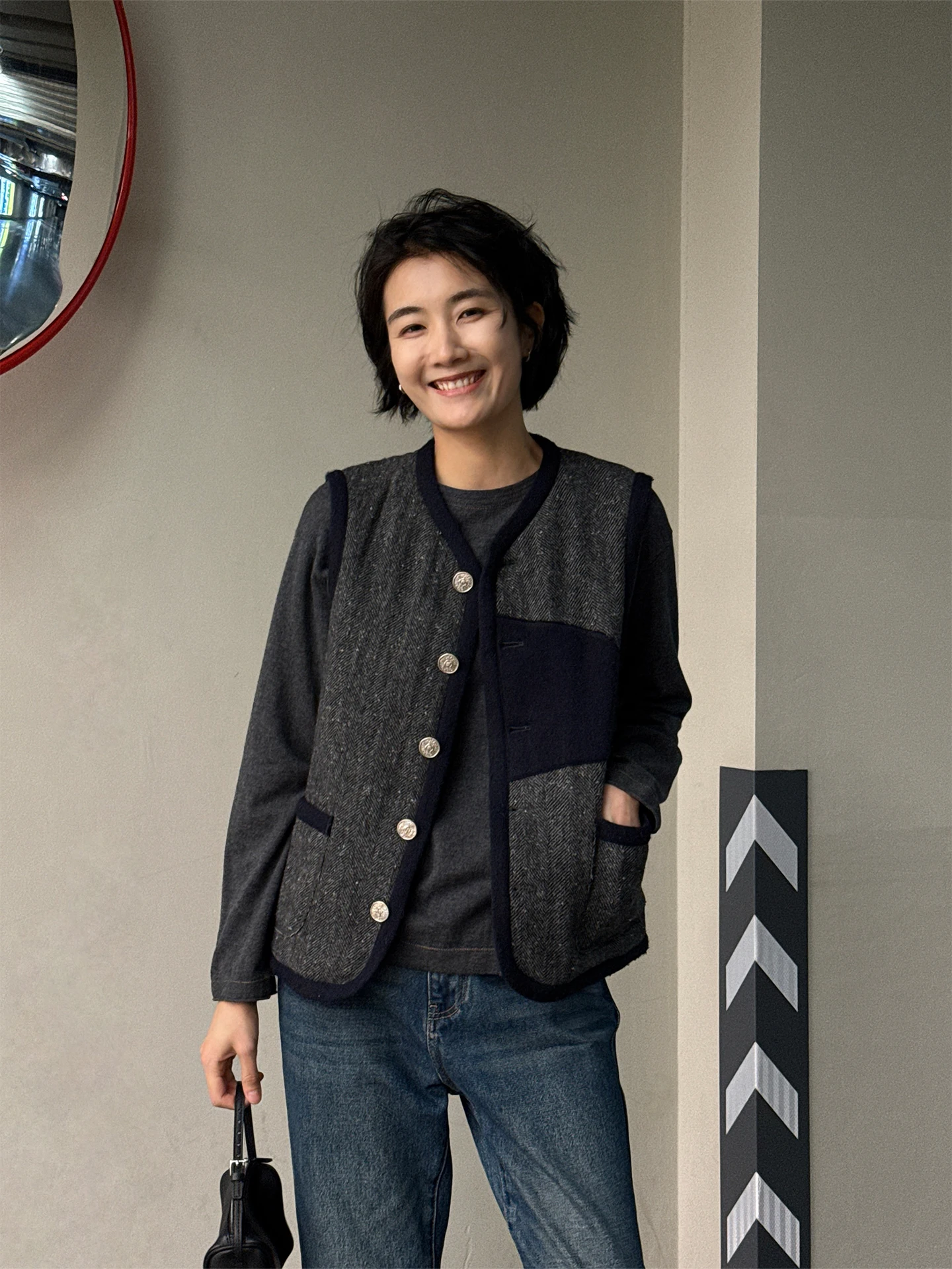 

Женский шерстяной жилет Langqing Tong с утепленным хлопковым наполнителем, зимняя верхняя одежда, теплая, для повседневной носки, с круглым вырезом, без рукавов