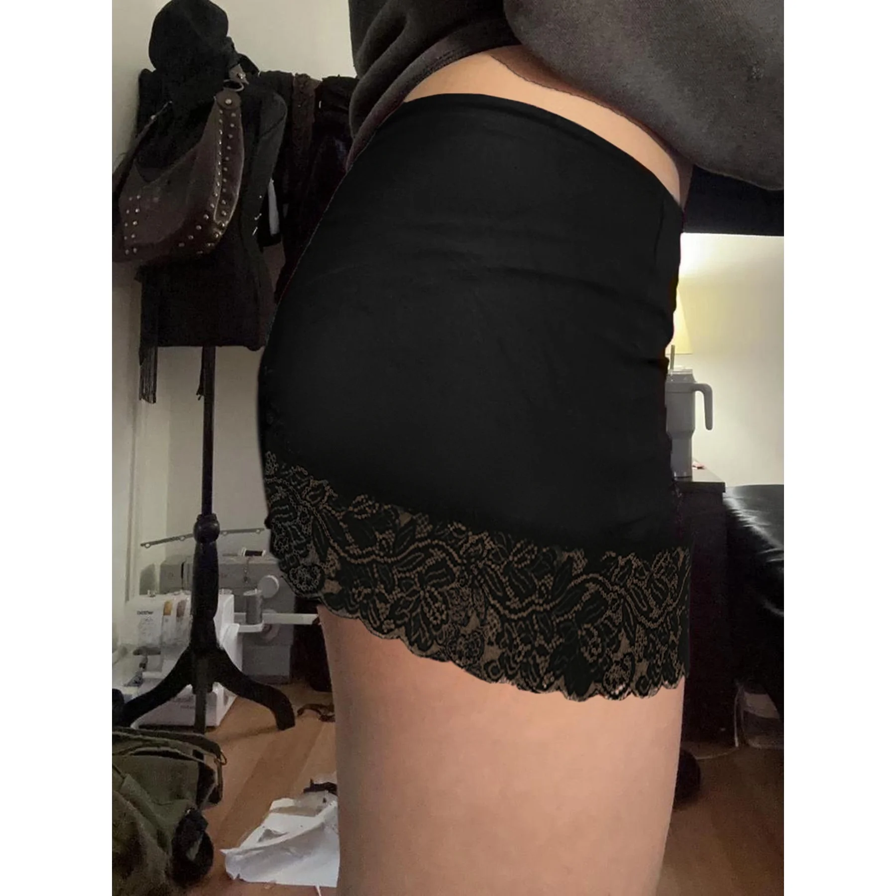 

Юбка с кружевной отделкой, тонкая, однотонная, удлиненная, для ношения под одеждой, базовый слой, сексуальная, из молочного шелка, женская модная нижняя одежда