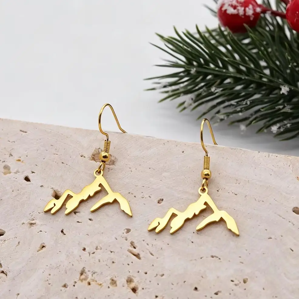 Chandler 1 Pair Snow Mountain Earrings for Women Minimalist Stainless Steel Peak Shape Jewelry Earrings Climber Outdoor Gift