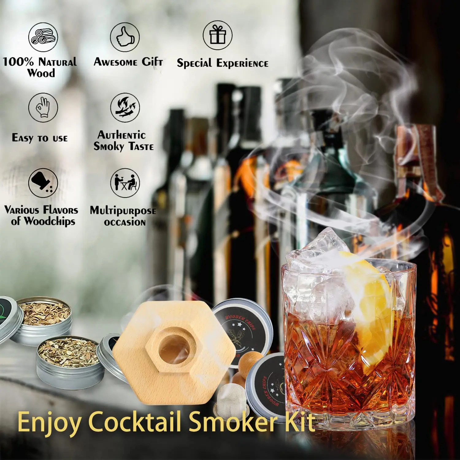 

Деревянная коптильня для коктейлей Untior Smoking Master