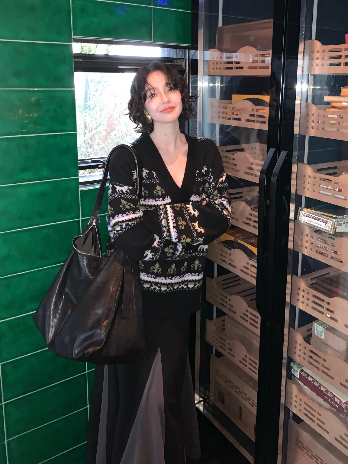 

Новый осенне-зимний шерстяной свитер с V-образным вырезом и узором Fair Isle, винно-красный, женский, свободного кроя, с длинными рукавами, термо.