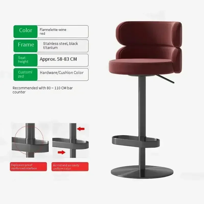 Moderne fluwelen barkruk met metalen onderstel, verstelbare draaibare keukenkruk, gestoffeerde barkruk voor thuisbar/café