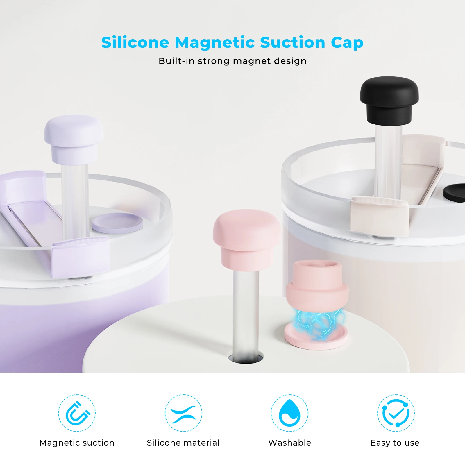 Magnetic Straw Caps for BrüMate All Era & Resa Tumblers, Silicone  Lid Toppers Cap for Stanley Cup -Fits 0.32-0.47"Straws - view 3