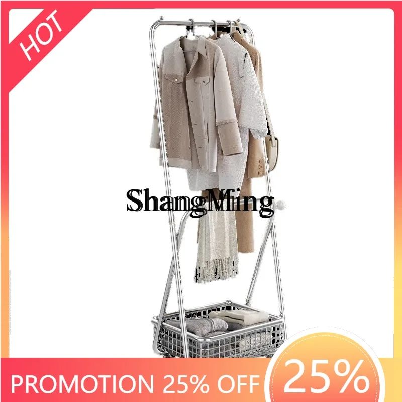 

ZYY Fashion Exquisite Clothing Store Display Rack Movable Wheel Shelf Floor to Floor Coat Rack