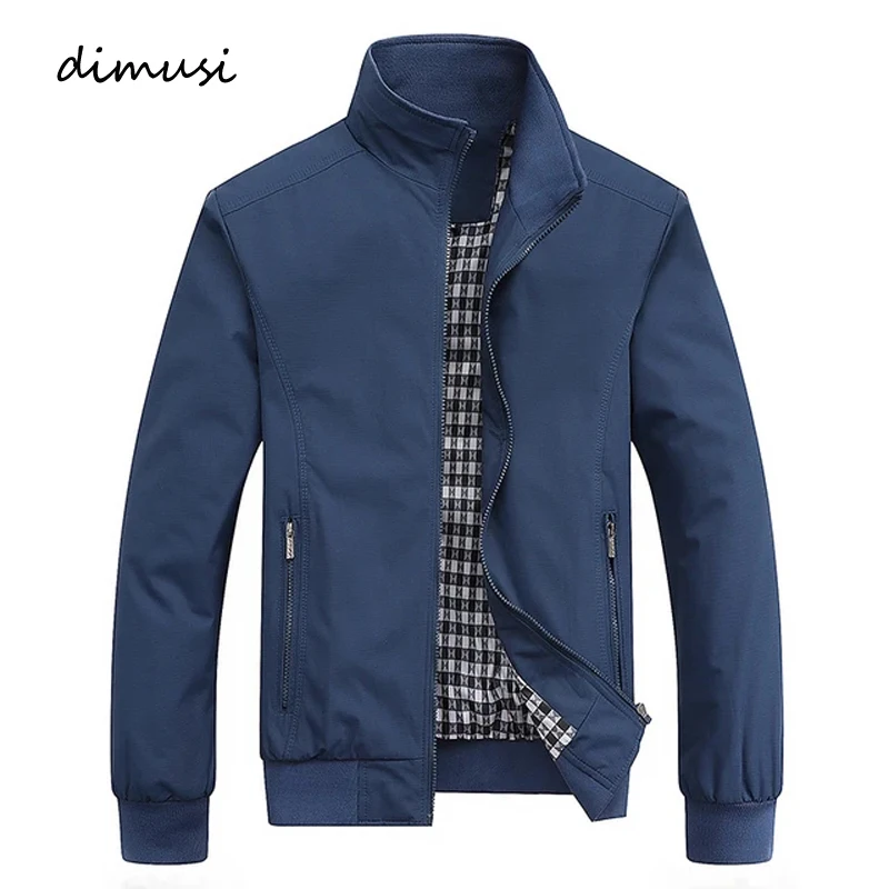 DIMUSI Men\'s Lightweight Jacket Casual Male Windbreaker Bomber Coats Men Stand Collar Business Workwear Jackets Clothing