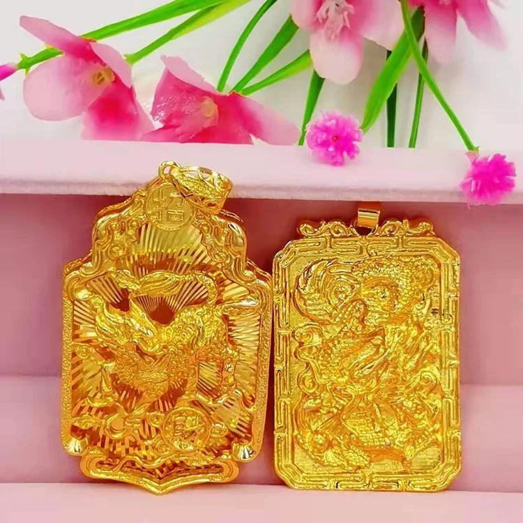 Lucky Kirin Pendant Men's 24K Gold AU999 - Fortune kirin shape, solid texture, auspicious, for business occasions