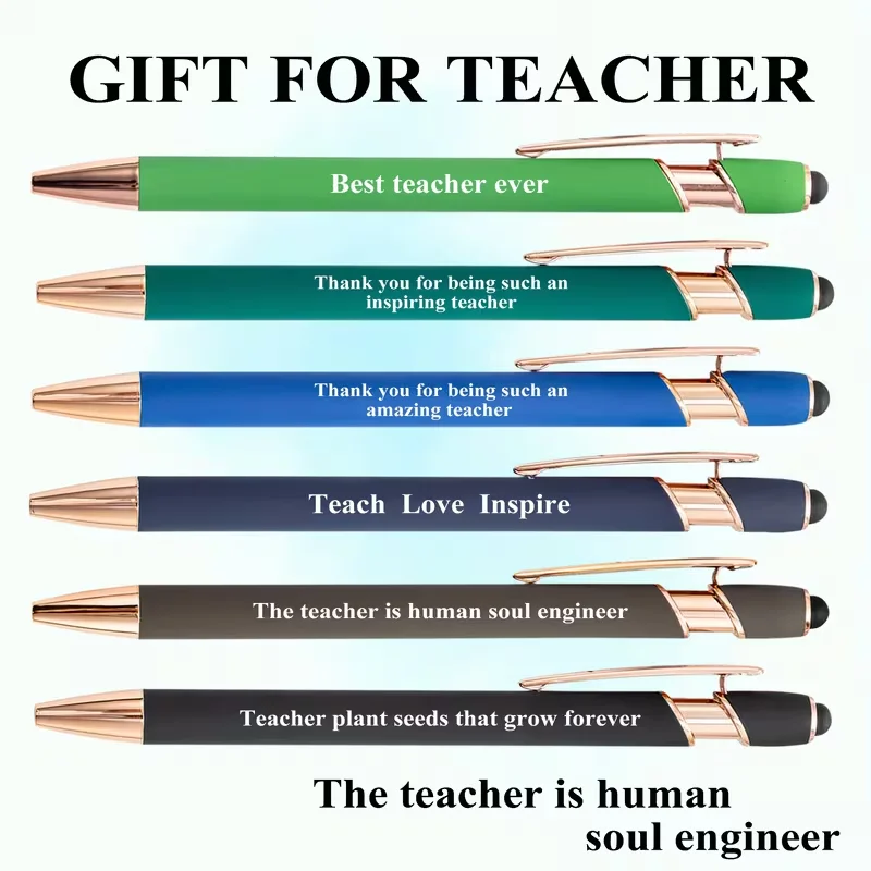 6 metal ballpoint pens for Teacher's Day/Thanksgiving Day, office supplies, school supplies, essential for back to school