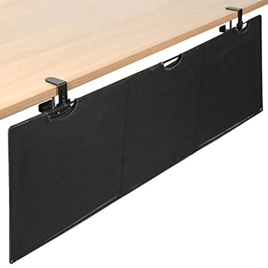 

60 Inch clamp-on privacy and cable management organizer sleeve for desk use, black fabric material, sleek design with easy inst