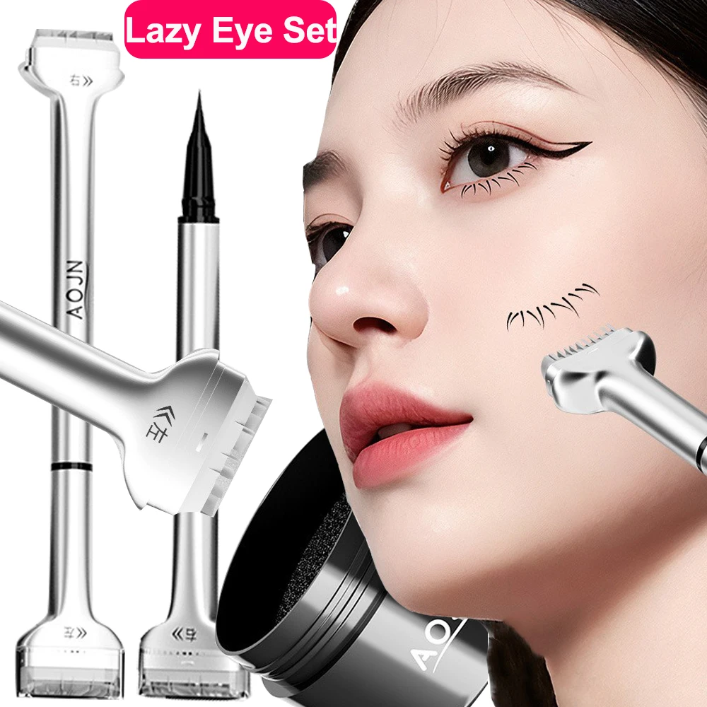 2 in1 untere Wimpern stempel Lazy Eyeliner Pen wasserdicht untere Wimpern dichtung langlebige glatte matte Eyeliner einfach zu tragen Make-up