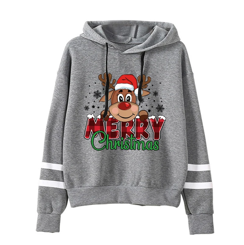 (Fashion Sweatshirt)Cute Women Merry Christmas Print Sweatshirt Autumn Winter Men Lovely Fleece Long Sleeve Casual Round Neck