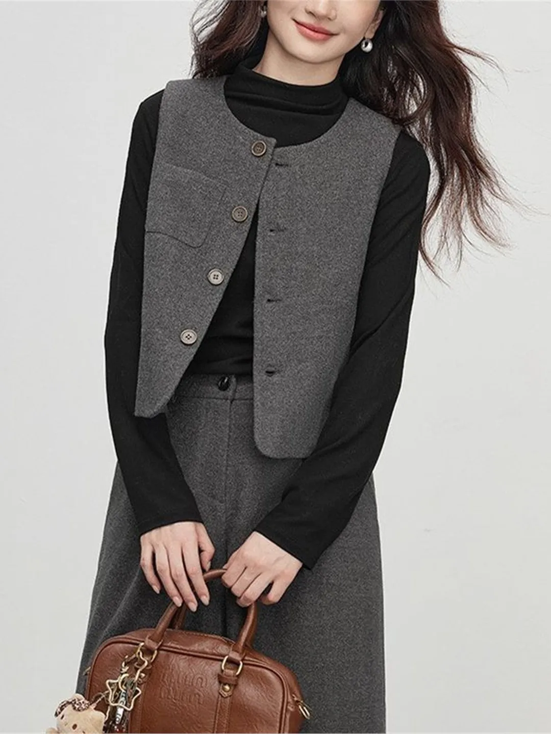 เสื้อกั๊กผู้หญิงทรงเอ สไตล์ใหม่ สำหรับฤดูใบไม้ผลิและฤดูใบไม้ร่วง ดีไซน์ทันสมัย แบบมีชั้น พร้อมแผ่นเสริมไหล่ คุณภาพเยี่ยม