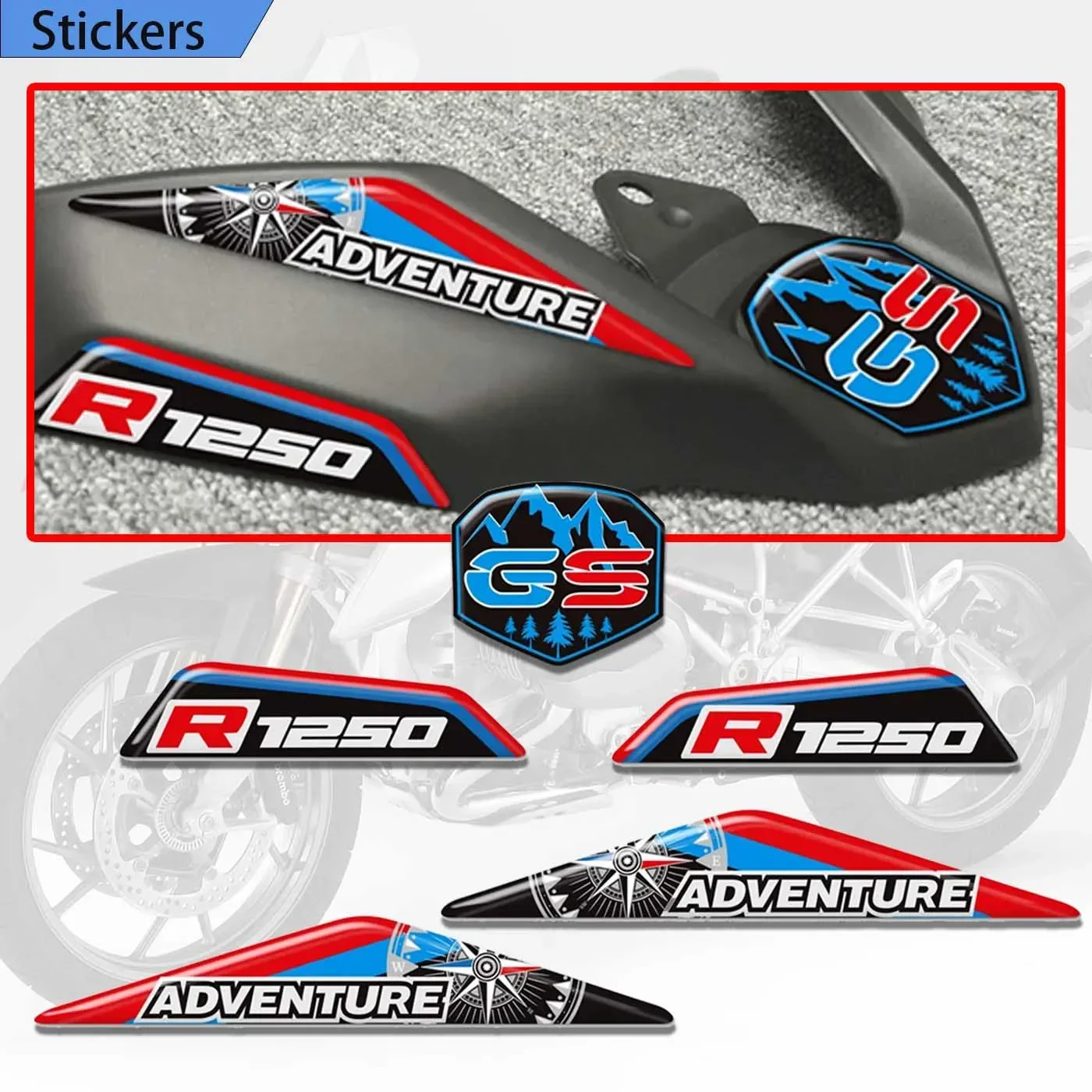 

For BMW R1250GS LC ADV R 1250 GS HP Stickers Adhesive Decals Adventure Front Beak Fairing Extension Wheel Extender Cover