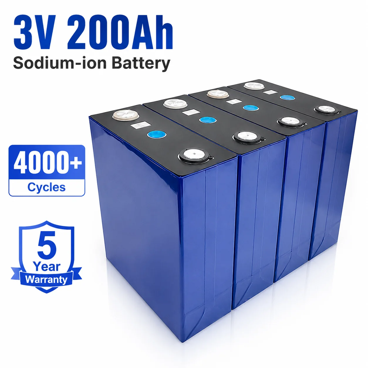 HAKADI 3V 200Ah Sodium Ion Battery Cell Na-ion Rechargeable Cell Low Temperature 4-16PCS for Solar Energy Storage RV Boat