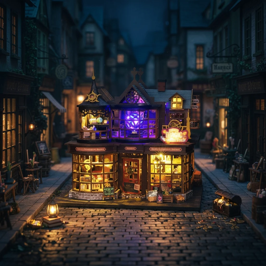 مجموعة نماذج منزل مصغر من OUZEY - أثاث وديكور بيت الدمى الخشبي، هدية عيد الميلاد والكريسماس لمشروع الحرف اليدوية الإبداعية #4