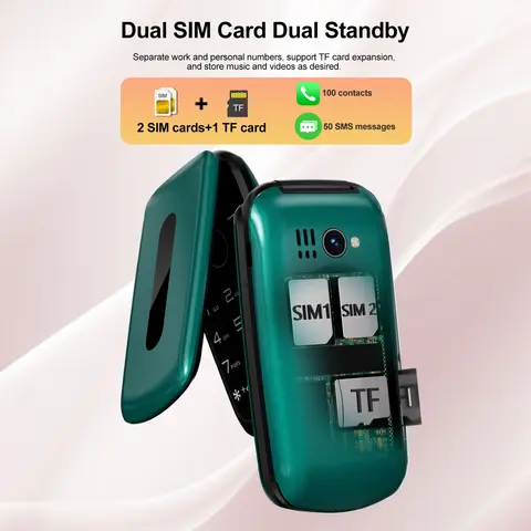 SERVO F4 Mobiltelefon med fällbar knapp 2 SIM-kort standby snabbval samtalsinspelning ficklampa vibration svartlista 2G GSM hopfällbar mobiltelefon 8 best sales telefon med knappar - №2