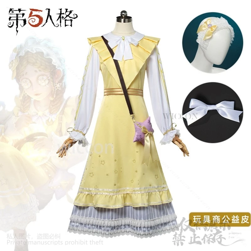 Anime Game Identity V Cosplay Anne Lester Toy Merchant Costume Shimmer Wig Yellow Dress Lolita Girls Halloween Suit Customized