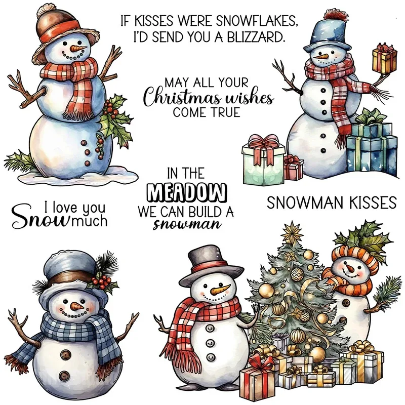 

Winter Snowman Christmas Cutting Dies Clear Stamp DIY Scrapbooking Metal Dies Silicone Stamp For Albums Card Making