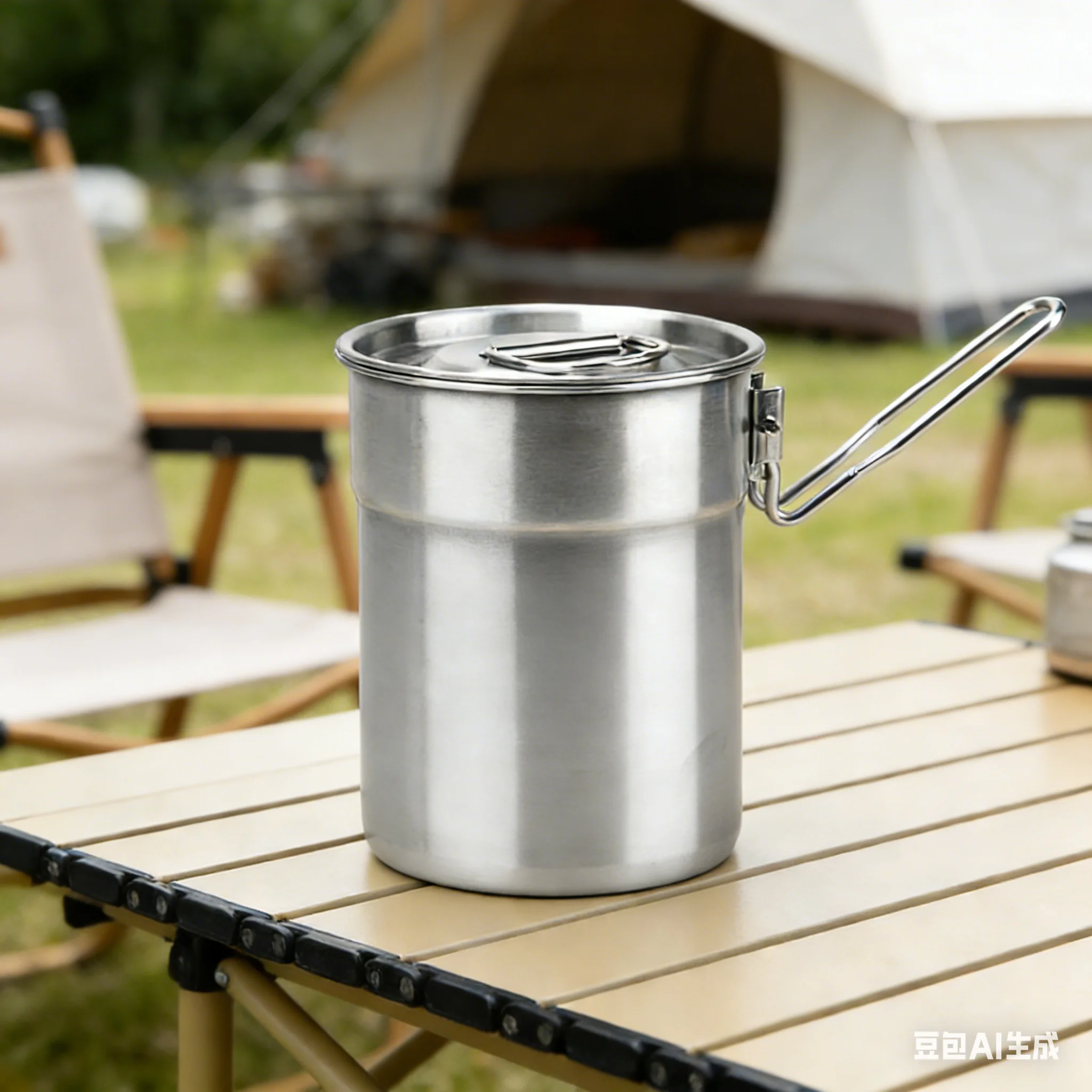 

Кофейная чашка для кемпинга, 1 л, матовая/высокоглянцевая кастрюля из нержавеющей стали со складной ручкой, крышка, чайник для деталей снаряжения для путешествий на открытом воздухе