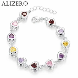 925 Sterling Silver Elegant Charm Bracelets Chain Beautiful Crystal Stone Drop Jewelry Fashion for Women Wedding Lady Cute