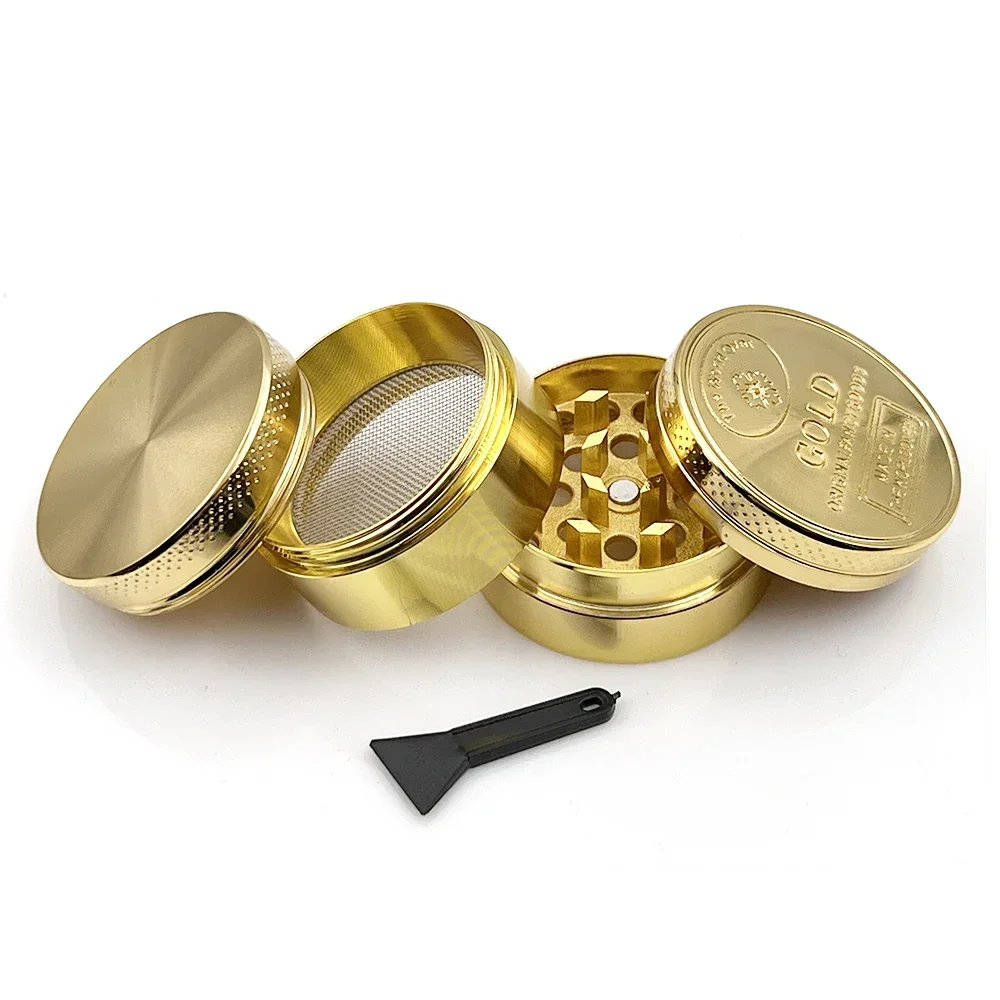 Herb Mills 3/4 Parts Zinc Alloy 40mm Tobacco Crusher 1.57 Inch Gold Herbal Crusher Grinders Hookah Accessories