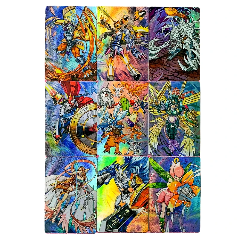 

9pcs/set Digimon Adventure War Greymon Animation Characters Refraction Flash Card Anime Classics Game Collection Cards Toy