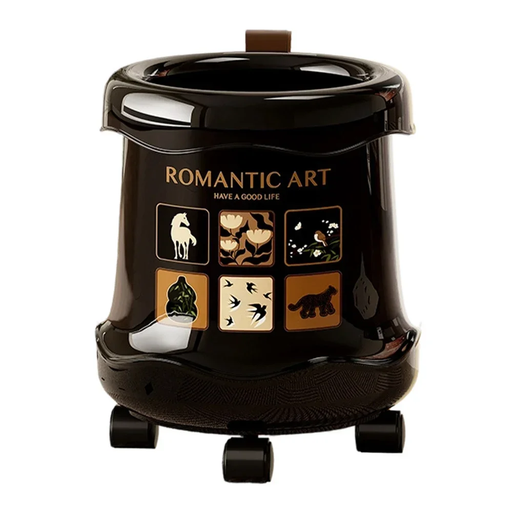 Retro Trash Can with Lid for Household and Commercial Environments Including Living Room Restaurant or Office with 12L Volume