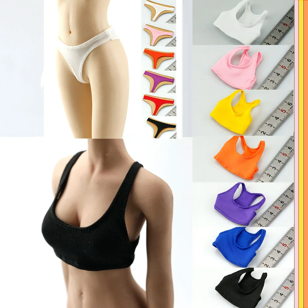 1/6 Scale Female Low-cut Stretch Sports Vest Sleeveless Shirt Bottoming Underwear Briefs fit TBLeague JIAOU DOLL body model