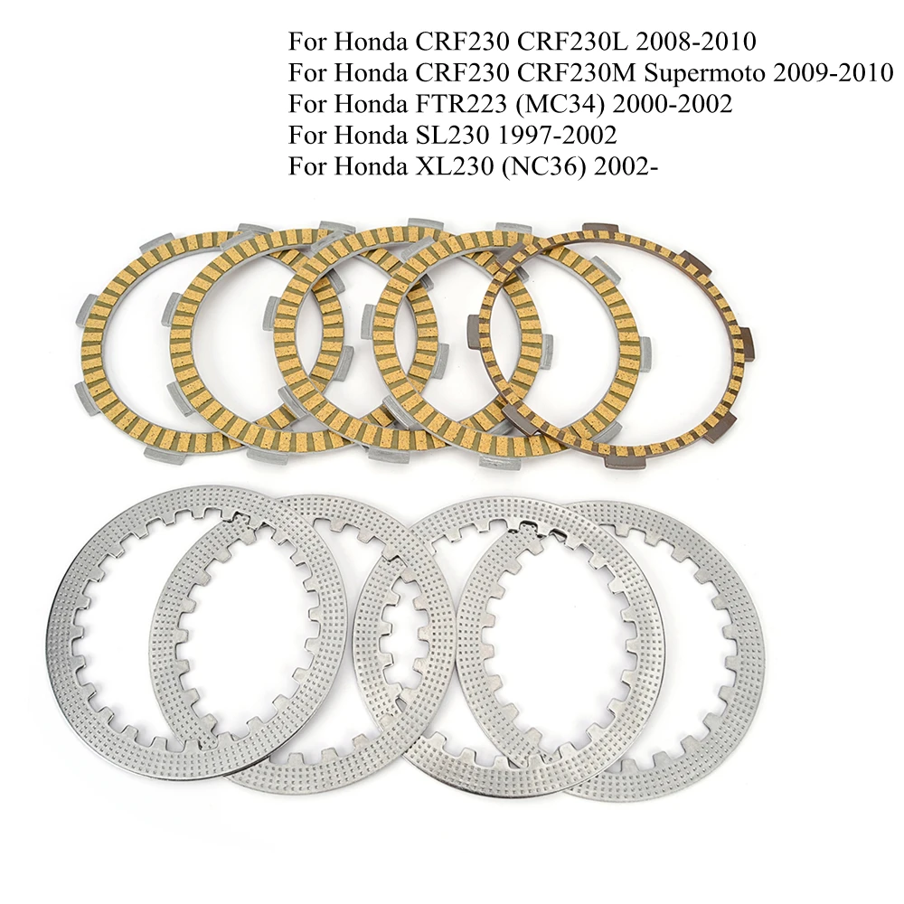 Motorcycle Steel Friction Clutch Plate Kit For Honda CRF230 CRF230L FTR223 MC34 SL230 XL230 CRF 230 22201-MJ8-000 22201-KBG-A00