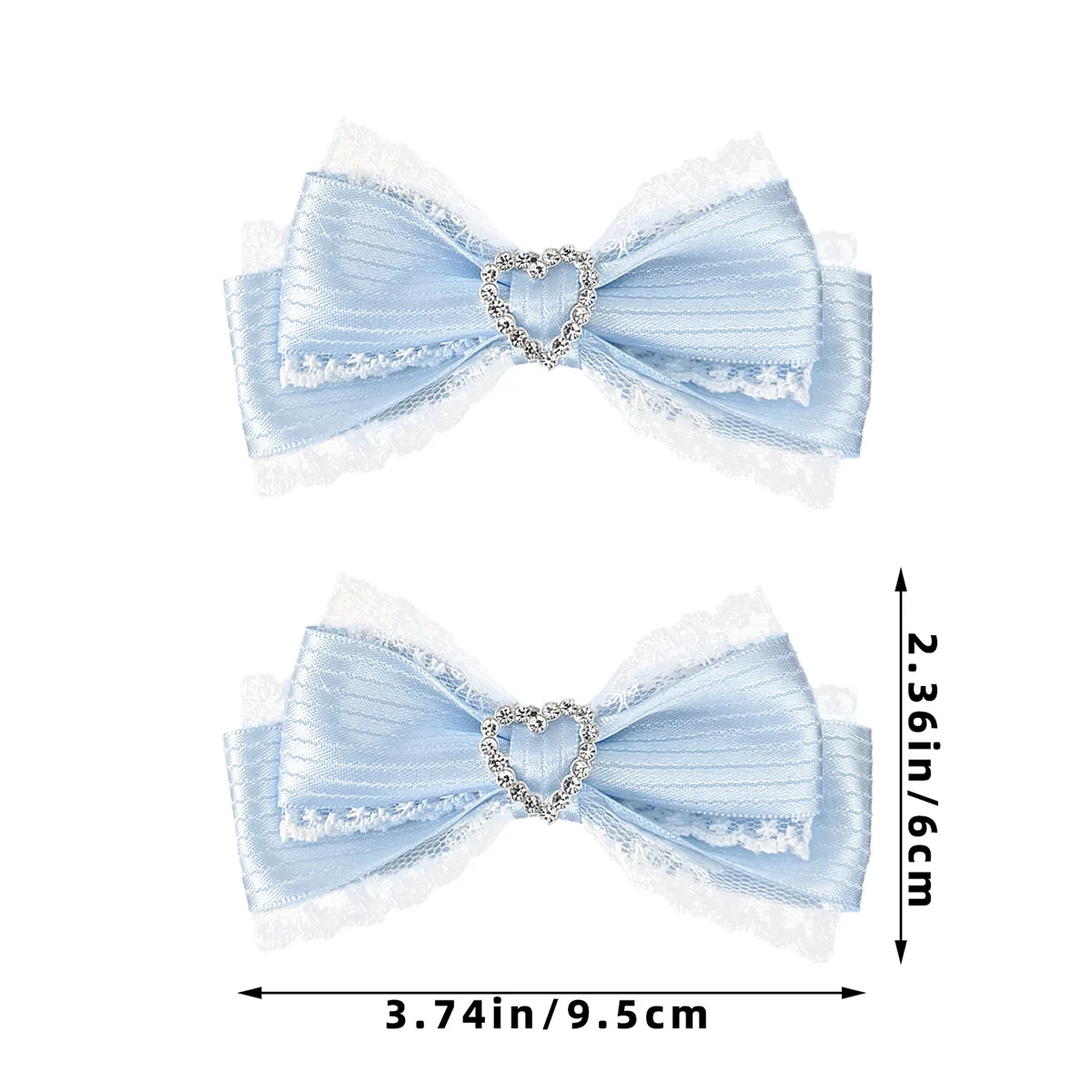 Spitzen-Haarspange mit Streifenmuster und Satinschleife, Herz-Strass-Haarspangen, Damen-Lolita-Haarschmuck für den Alltag, Hochzeit und Partys, Haarspangen für Frauen – Detail 2